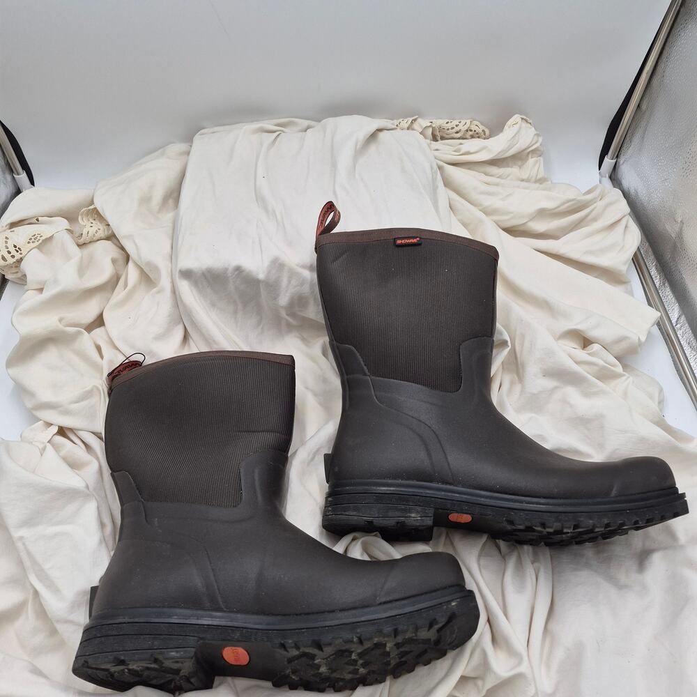 Showave mid-calf calf high rubber waterproof black boots men's size 10